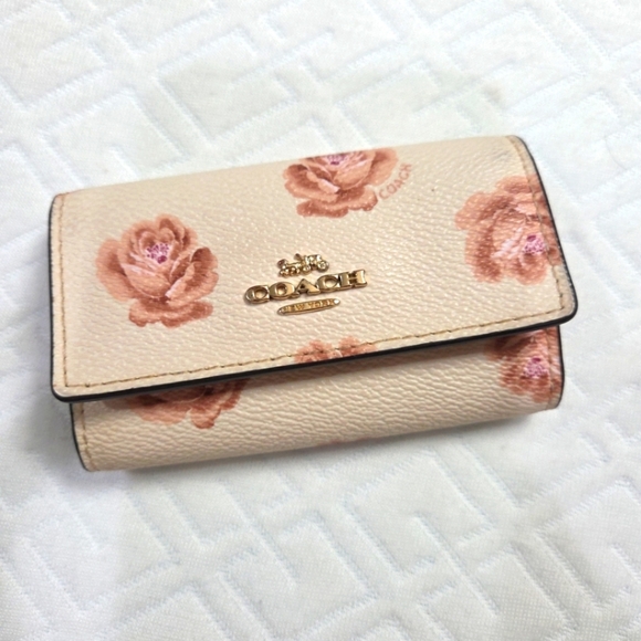 Coach Beige Wallet with Pink Floral Design - Picture 1 of 16